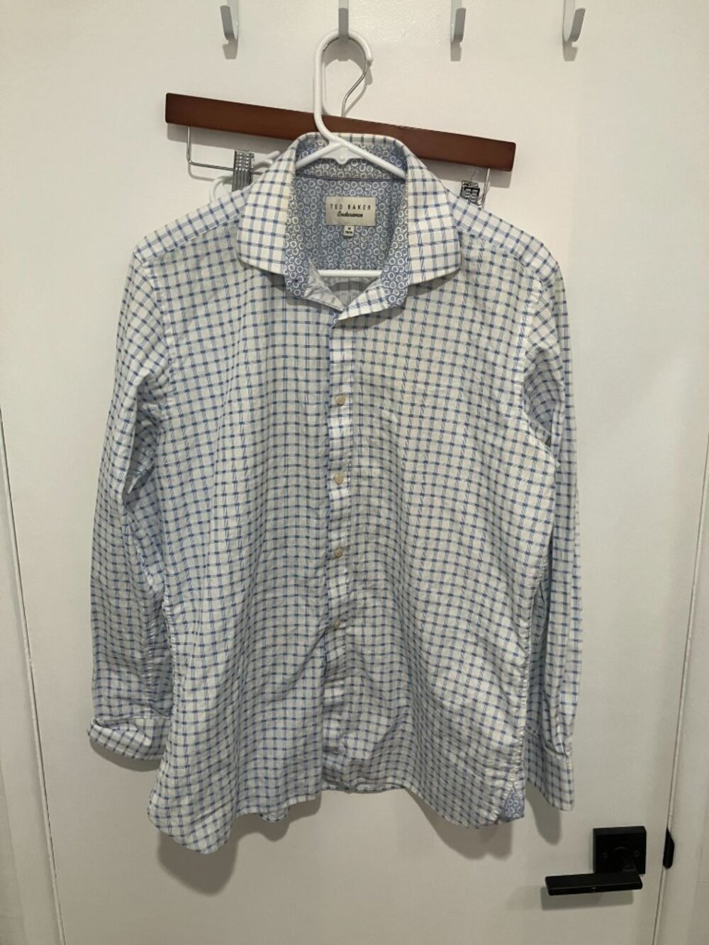 Ted Baker Endurance Men's Patterned Dress Shirt, White/Blue, Size 16-34/35